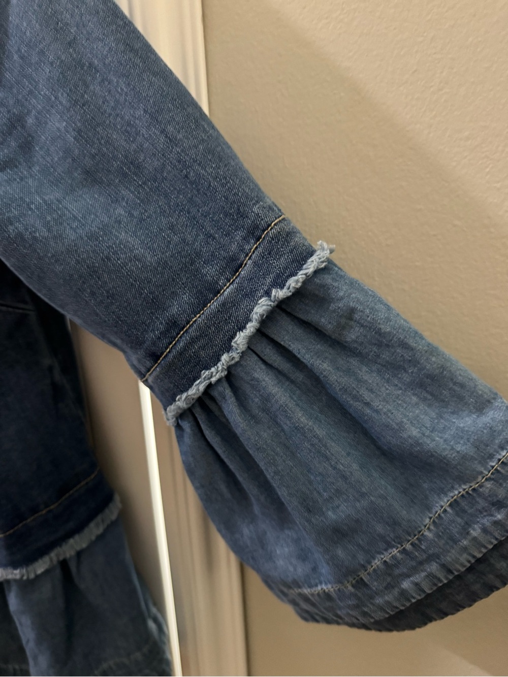 Denim Ruffle-Hem Jacket - Blue - Picture 3 of 4